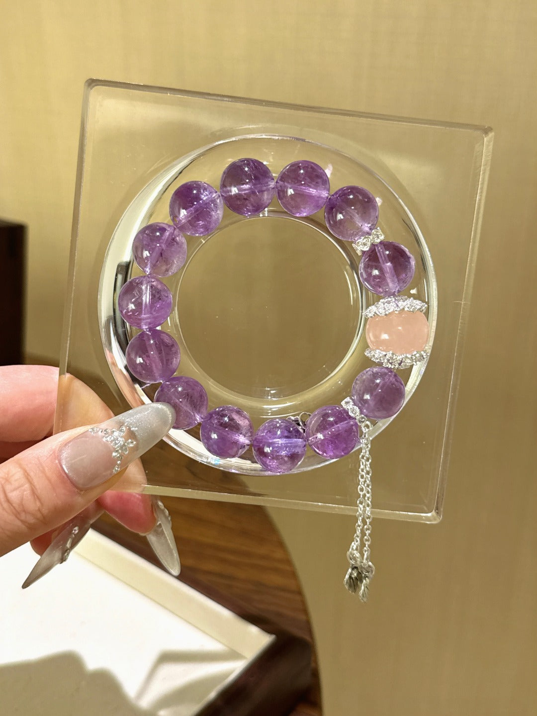 ▫️▪️ Amethyst pink crystal bracelet